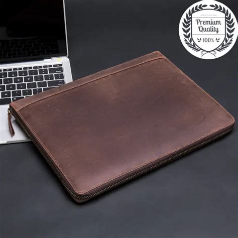 GENUINE LEATHER LUXURY Mens Bag Document Files Tablet IPad Clutch