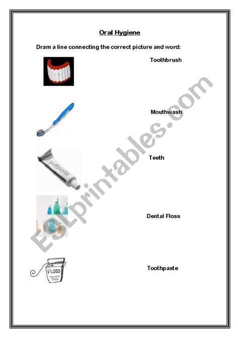 English Worksheets Oral Hygiene