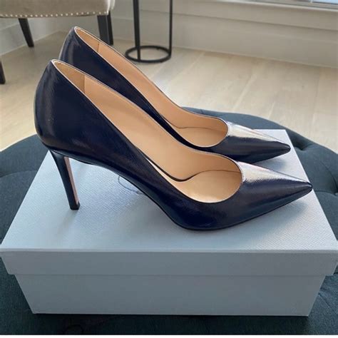 Prada Shoes Prada Saffiano Leather Pump Navy Blue Worn Once Poshmark