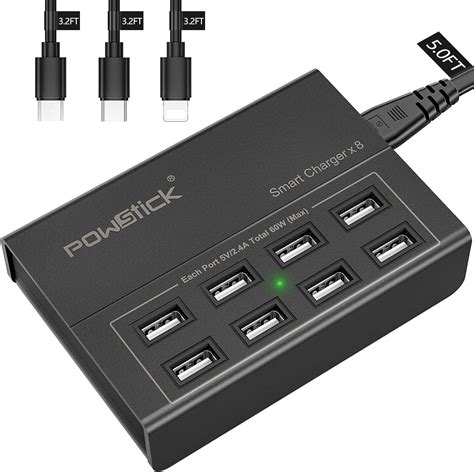 Usb Charger Station 8 Ports Usb Charging Station 60w12a Included 3 Mixed Cable 8