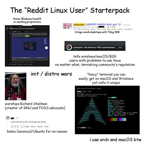 reddit linux user starterpack rstarterpacks starter packs