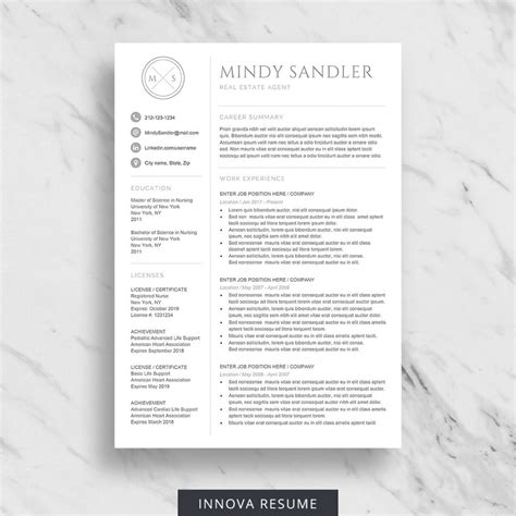 Modern Resume Template For Microsoft Word Innova Resume Modern Resume Templates