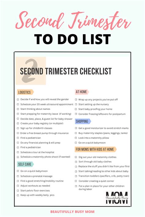 Second Trimester To Do List Pregnancy Facts Second Trimester