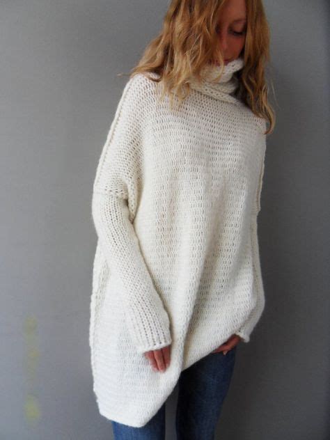 Off White Oversized Slouchy Loose Woman Knit Sweater Chunky Knit