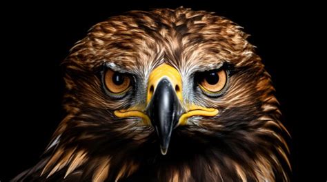 Premium Photo Portrait Of A Golden Eagle On A Black Background