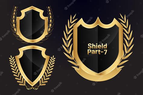 Premium Vector Golden Shield Badge With Gold Leaves Vector Design