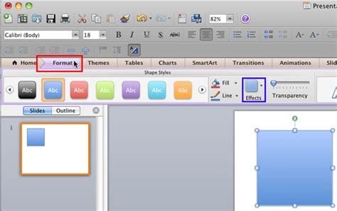 Apply Bevel Effects To Shapes In PowerPoint 2011 For Mac