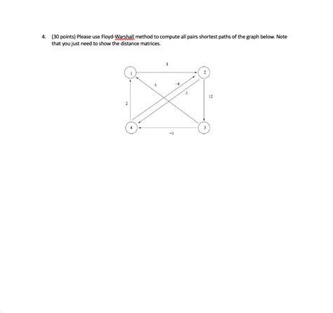 Solved Points Please Use Floyd Warshall Method To Chegg