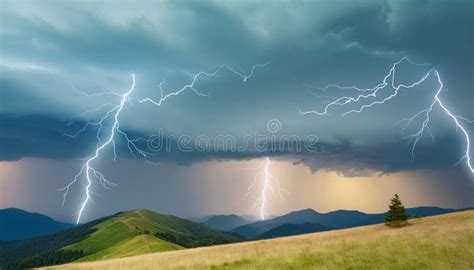 A Stormy Sky with Lightning Stock Illustration - Illustration of ...