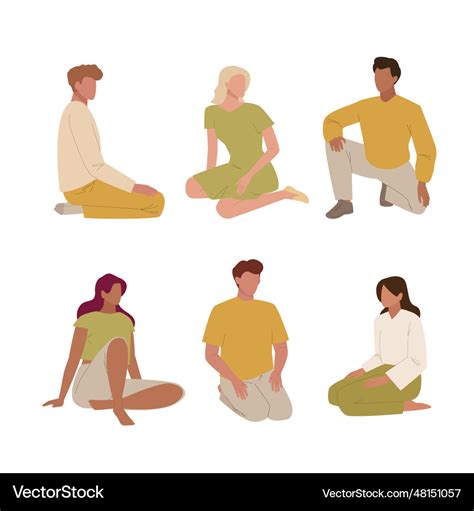 People sitting on floor cartoon flat male Vector Image