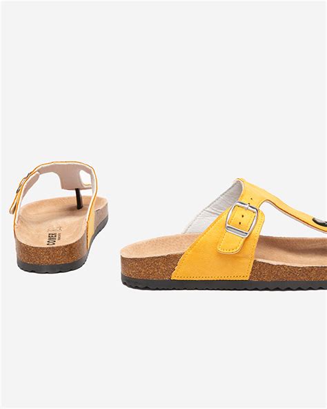 Outlet Gelbe Ko Wildleder Flip Flops F R Damen Sodifo Schuhe