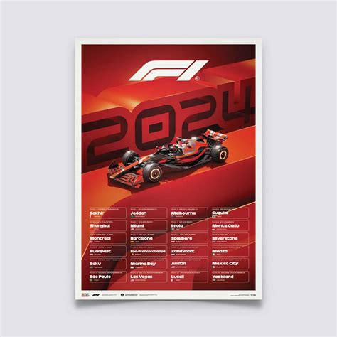 Formula 1 Circuit Season Calendar 2024 Wall Mural