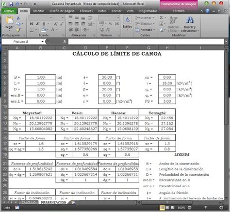 Ingeniería Y Construcción Hoja De Calculo Excel Para Determinar Capacidad Portante De Suelos