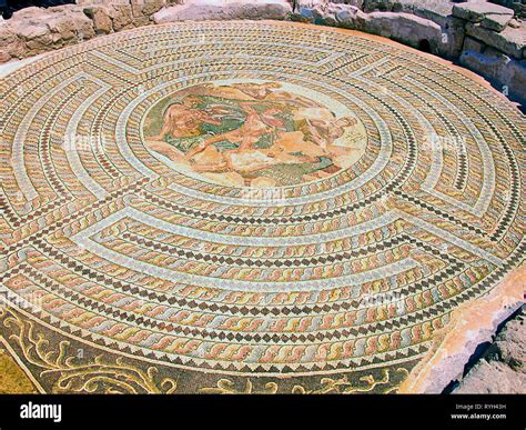 Circular Mosaic House Of Dionysos Kato Pafos Cyprus Stock Photo Alamy