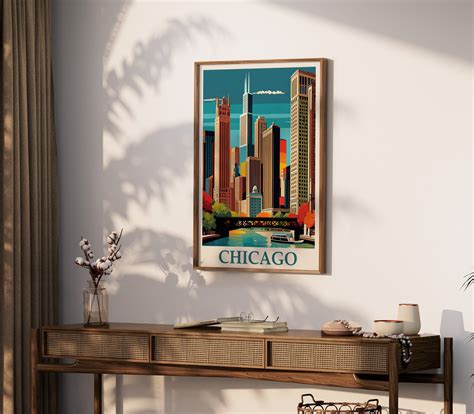 Retro Chicago Wall Art Print, Vintage Wall Art, Printable Wall Art