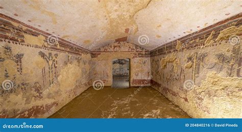 Funeral Chamber of Etruscan Tomb in Tarquinia Stock Photo - Image of inside, excavated: 204840216