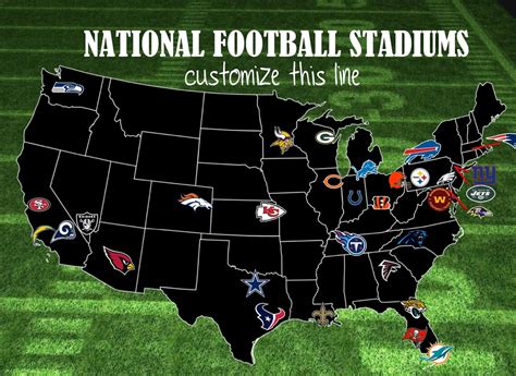 Custom NFL Football Stadium Travel Map 32 stadiums/pushpin | Etsy