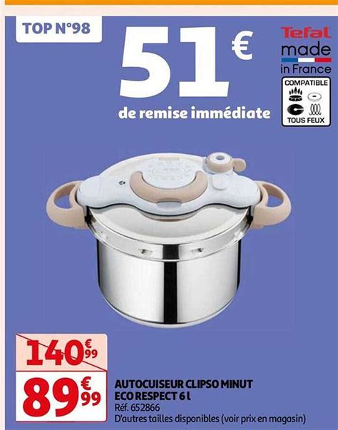 Promo Autocuiseur Clipso Minut éco Respect 6 L Tefal chez Auchan Direct