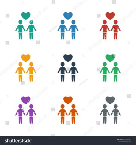 Gay Couple Icon White Background Editable Stock Vector Royalty Free