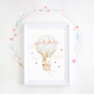 Set Of Four Nursery Art Pink Hot Air Balloons Nursery Wall Art Girl Nursery Prints Hot Air