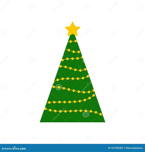 Green Christmas Tree Isolated Stock Vector Illustration Of Element