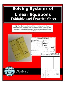 Solving Systems Of Linear Equations Foldable And Practice Sheet Tpt