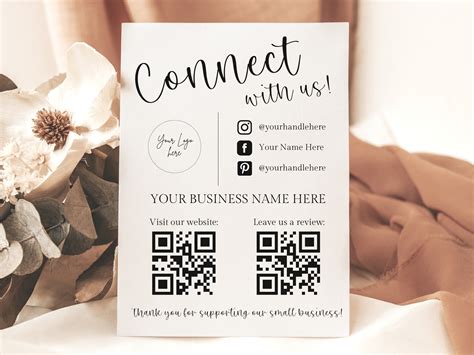 Social Media Sign Template Qr Code Sign Editable Small Etsy Canada