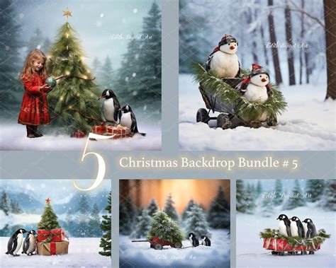 Christmas Digital Backdrop Christmas Bundle of 5 Digital - Etsy