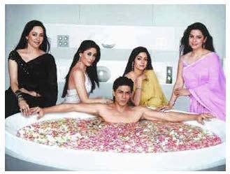 The poster of the Lux commercial where Shahrukh Khan bathes in rose ...