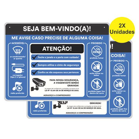 Kit 2 Plaquinhas Informativas Para Motorista De Aplicativo Uber 99 Taxi