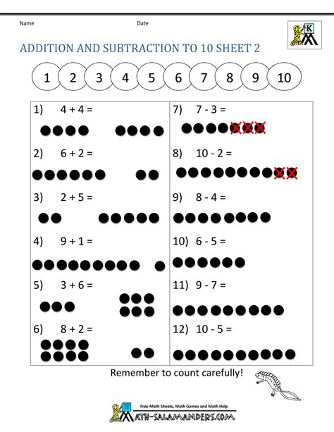 Adding And Subtracting Kindergarten Worksheets Addition Page