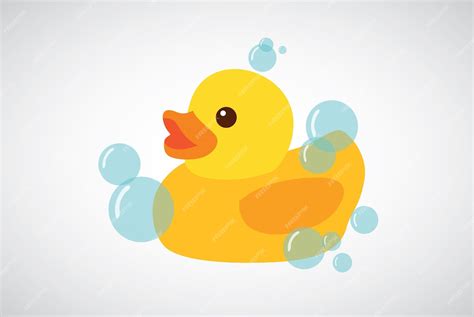 Premium Vector Rubber Duck Bubbles Flat Design Icon Vector Cartoon