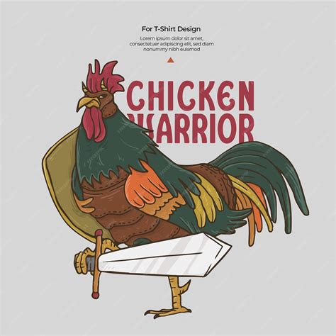 Premium Vector | Hand drawn chicken warrior for tshirt design