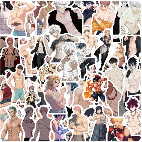 10 30 60PCS Anime Naked Muscle Man Stickers Decoration Suitcase Laptop