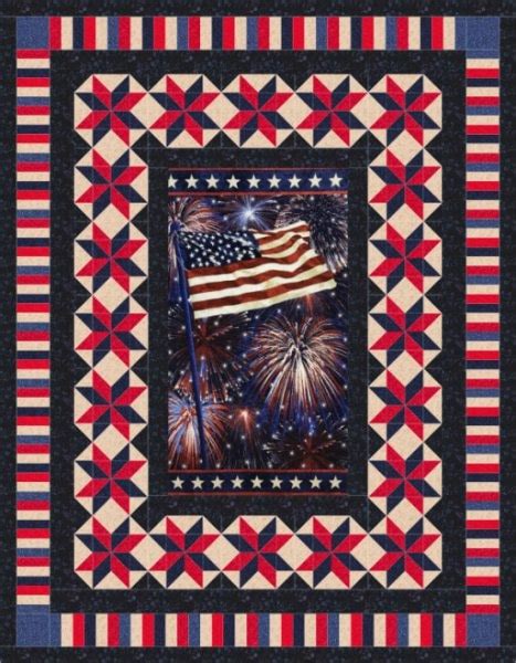 Patriotic Flag With Stars Panel Quilt By Toby Lischko Club Eq