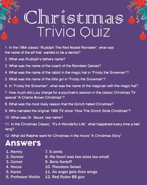 Printable Christmas Trivia Questions Christmas Trivia Fun Christmas