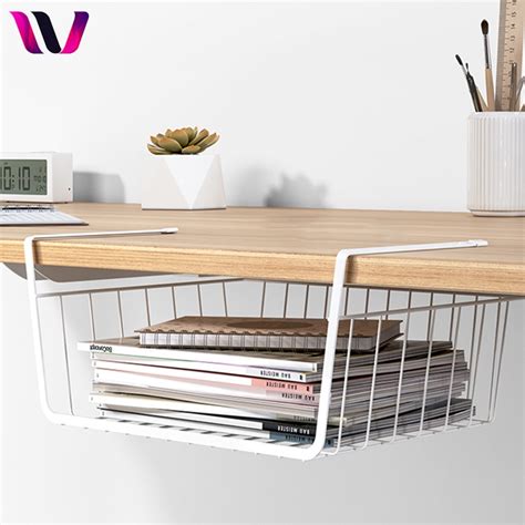 Under Shelf Table Storage Basket Rack Desk Wire Cabinet Hanging Rack Organizer Metal Wire ...