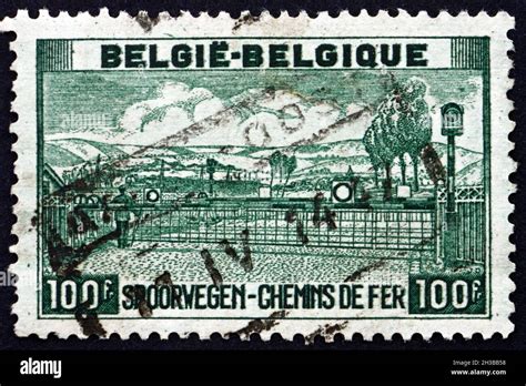 BELGIUM CIRCA 1947 A Stamp Printed In Belgium Shows Railway Crossing