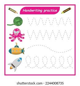 Handwriting Practice Kids Activities Educational Tasksprintable Stock ...