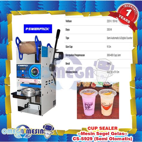 Jual Mesin Segel Gelas Plastik Cup Sealer Cs S Powerpack Semi