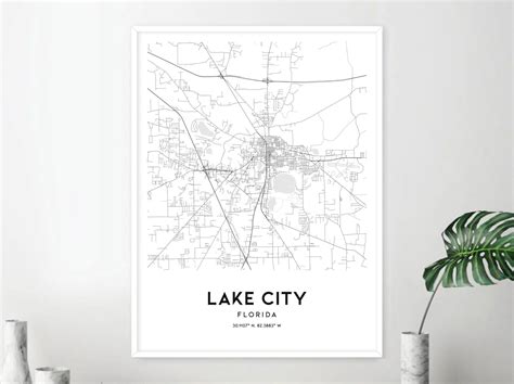 Lake City Map Print, Lake City Map Poster Wall Art, Fl City Map ...