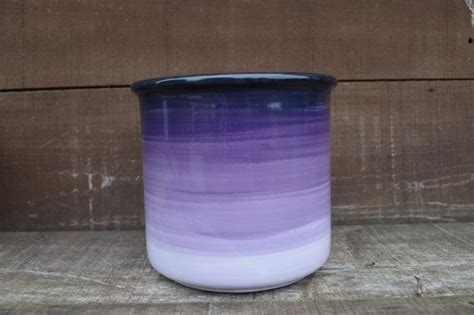 Seconds Sale Ceramic Crock Or Utensil Holder Large Purple Ombre Colorful Gradient Design Shades