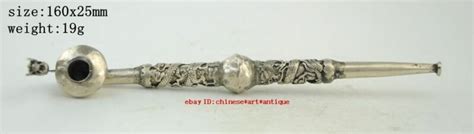 Chinese Old Copper Plating Silver Collectible Dragon Smoking Tool Pipe