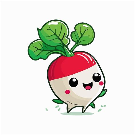 Premium Vector Vector Cute Radish Cartoon Style