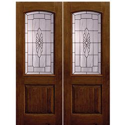 Panel Arch Lite Versailles Knotty Alder Wood Grain Fiberglass Double