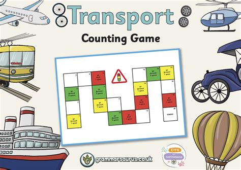 EYFS Transport Counting Game Grammarsaurus