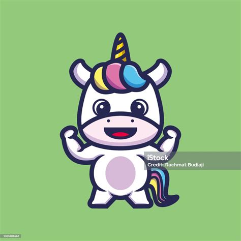 Ilustraci N De Lindo Y Fuerte Unicornio Personaje De Dibujos Animados