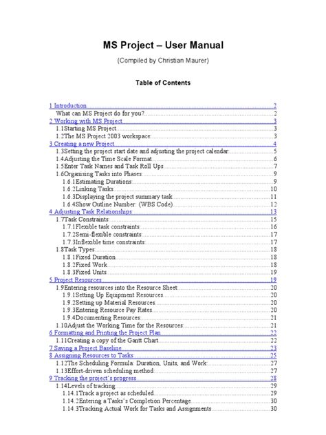 Ms Project Manual Project Management Time