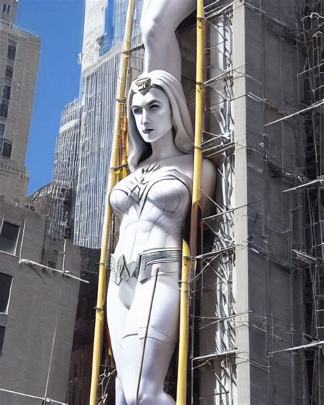 KREA AI - a gigantic 500 foot tall white marble statue of Ga...