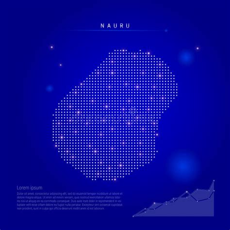 Mapa Iluminado De Nauru Con Puntos Brillantes Fondo De Espacio Azul